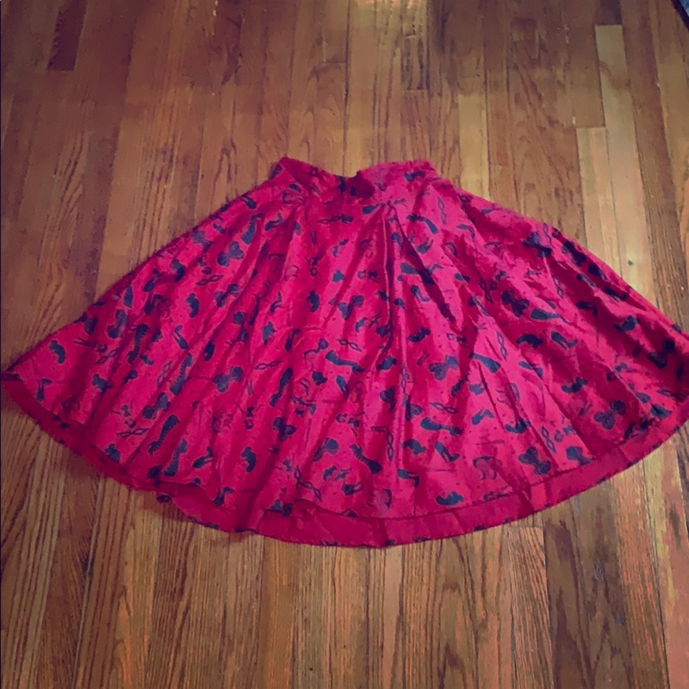 Red Printed Circle Skirt Deadly Dames 1x